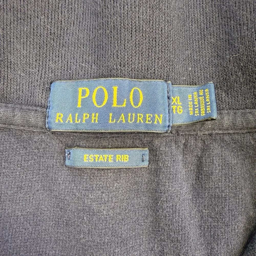 Polo‎ Ralph Lauren Mens Large Navy Blue Estate Rib Quarter Zip Pullover Sweater